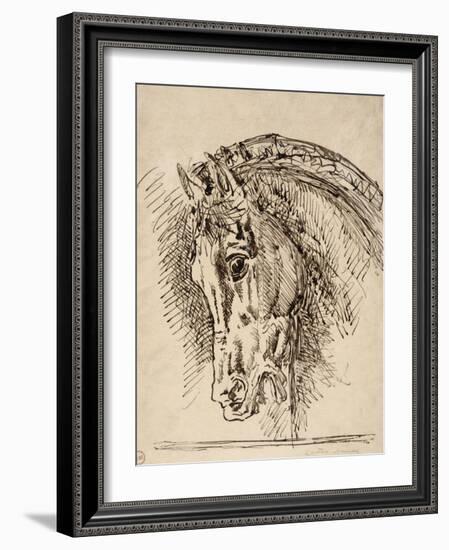 Etude de tête de cheval pour Diomède dévoré par ses chevaux-Gustave Moreau-Framed Giclee Print