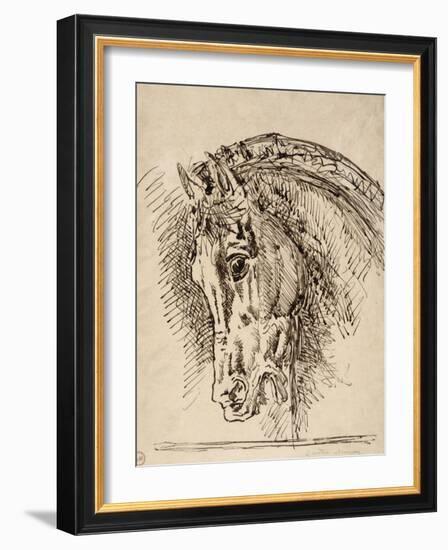 Etude de tête de cheval pour Diomède dévoré par ses chevaux-Gustave Moreau-Framed Giclee Print