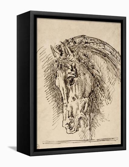 Etude de tête de cheval pour Diomède dévoré par ses chevaux-Gustave Moreau-Framed Premier Image Canvas