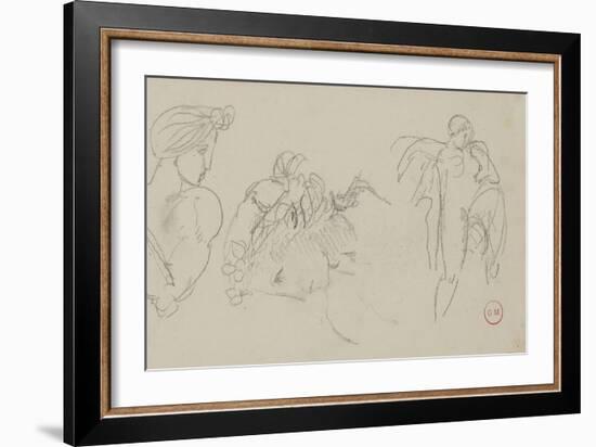 Etude de tête de femme coiffée d'un turban, étude de tête de femme couronné-Gustave Moreau-Framed Giclee Print