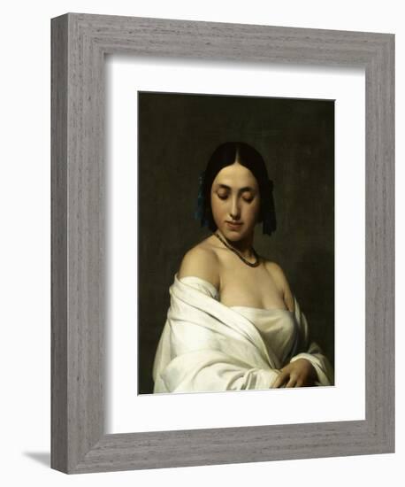 Etude florentine ou jeune fille en buste les yeux baissés-Hippolyte Flandrin-Framed Giclee Print