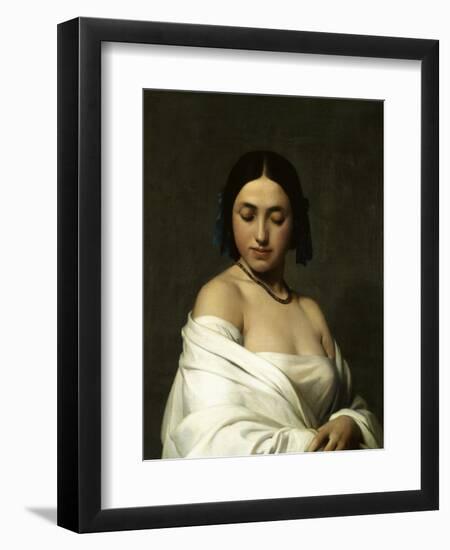 Etude florentine ou jeune fille en buste les yeux baissés-Hippolyte Flandrin-Framed Giclee Print