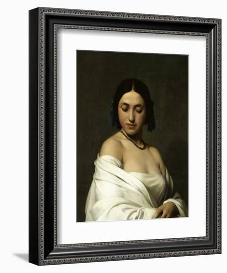 Etude florentine ou jeune fille en buste les yeux baissés-Hippolyte Flandrin-Framed Giclee Print