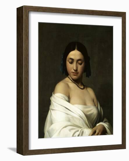 Etude florentine ou jeune fille en buste les yeux baissés-Hippolyte Flandrin-Framed Giclee Print