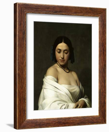 Etude florentine ou jeune fille en buste les yeux baissés-Hippolyte Flandrin-Framed Giclee Print