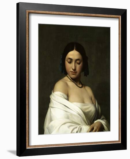 Etude florentine ou jeune fille en buste les yeux baissés-Hippolyte Flandrin-Framed Giclee Print