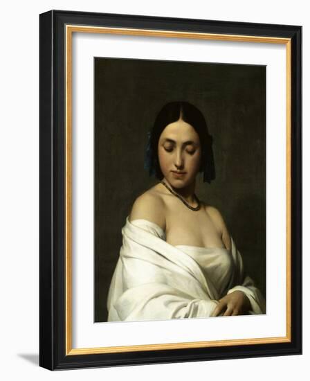 Etude florentine ou jeune fille en buste les yeux baissés-Hippolyte Flandrin-Framed Giclee Print