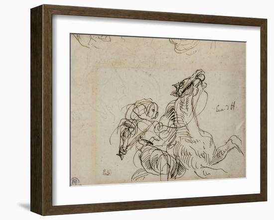 Etude pour Héliodore chassé du Temple-Eugene Delacroix-Framed Giclee Print