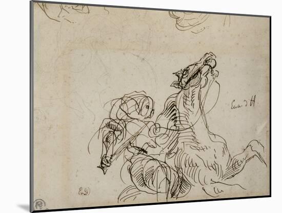 Etude pour Héliodore chassé du Temple-Eugene Delacroix-Mounted Giclee Print