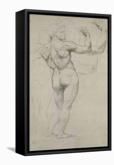 Etude pour "l'Âge d'or" : homme nu vu de dos-Jean-Auguste-Dominique Ingres-Framed Premier Image Canvas