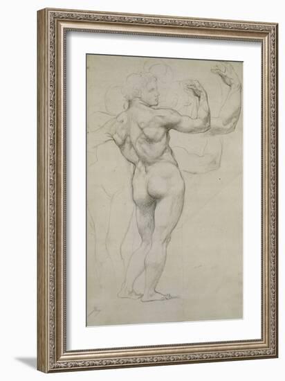 Etude pour "l'Âge d'or" : homme nu vu de dos-Jean-Auguste-Dominique Ingres-Framed Giclee Print