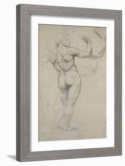 Etude pour "l'Âge d'or" : homme nu vu de dos-Jean-Auguste-Dominique Ingres-Framed Giclee Print