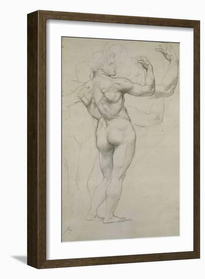 Etude pour "l'Âge d'or" : homme nu vu de dos-Jean-Auguste-Dominique Ingres-Framed Giclee Print