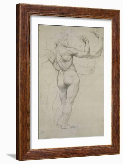 Etude pour "l'Âge d'or" : homme nu vu de dos-Jean-Auguste-Dominique Ingres-Framed Giclee Print