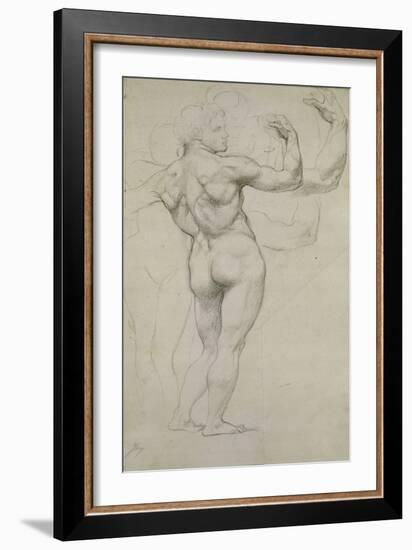 Etude pour "l'Âge d'or" : homme nu vu de dos-Jean-Auguste-Dominique Ingres-Framed Giclee Print