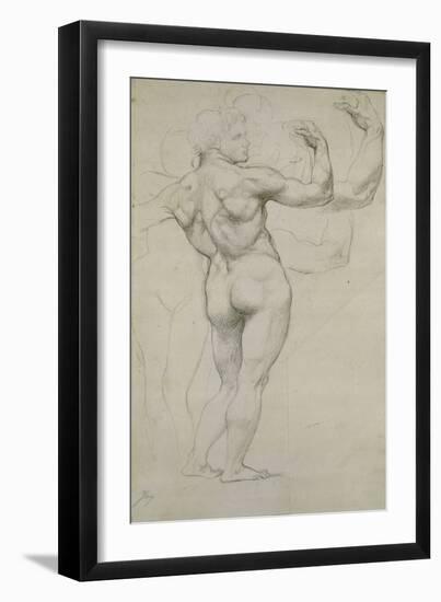 Etude pour "l'Âge d'or" : homme nu vu de dos-Jean-Auguste-Dominique Ingres-Framed Giclee Print