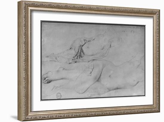 Etude pour l'Odalisque à l'esclave-Jean-Auguste-Dominique Ingres-Framed Giclee Print