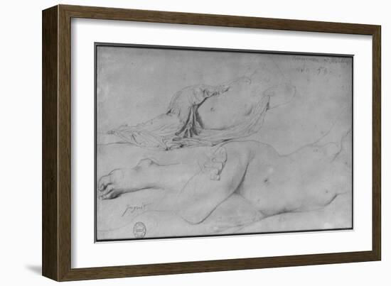 Etude pour l'Odalisque à l'esclave-Jean-Auguste-Dominique Ingres-Framed Giclee Print