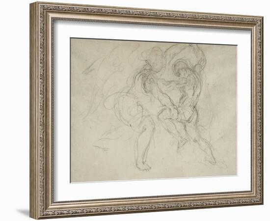 Etude pour la lutte de Jacob et de l'ange-Eugene Delacroix-Framed Giclee Print