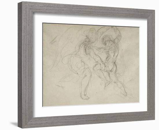 Etude pour la lutte de Jacob et de l'ange-Eugene Delacroix-Framed Giclee Print