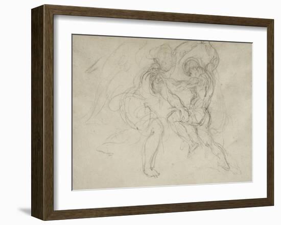 Etude pour la lutte de Jacob et de l'ange-Eugene Delacroix-Framed Giclee Print