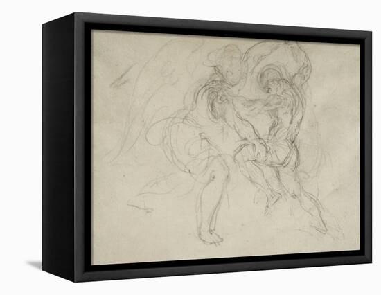 Etude pour la lutte de Jacob et de l'ange-Eugene Delacroix-Framed Premier Image Canvas