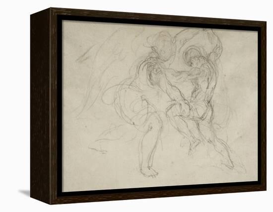 Etude pour la lutte de Jacob et de l'ange-Eugene Delacroix-Framed Premier Image Canvas