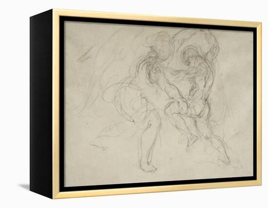 Etude pour la lutte de Jacob et de l'ange-Eugene Delacroix-Framed Premier Image Canvas