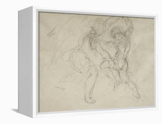 Etude pour la lutte de Jacob et de l'ange-Eugene Delacroix-Framed Premier Image Canvas