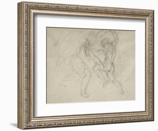 Etude pour la lutte de Jacob et de l'ange-Eugene Delacroix-Framed Giclee Print