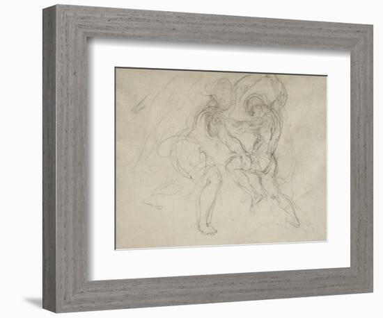 Etude pour la lutte de Jacob et de l'ange-Eugene Delacroix-Framed Giclee Print