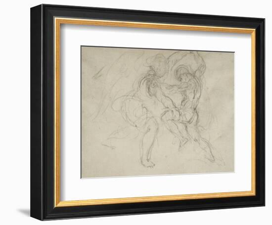 Etude pour la lutte de Jacob et de l'ange-Eugene Delacroix-Framed Giclee Print