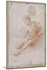 Etude pour la Madone d'Albe. Homme assis vêtu d'une chemise, jambes nues-Raffaello Sanzio-Mounted Giclee Print