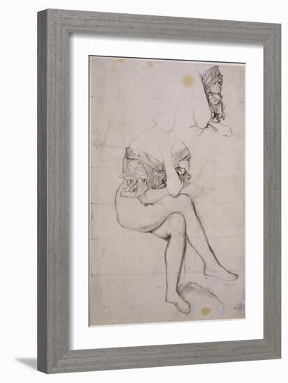 Etude pour le portrait de la baronne James de Rothschild-Jean-Auguste-Dominique Ingres-Framed Giclee Print