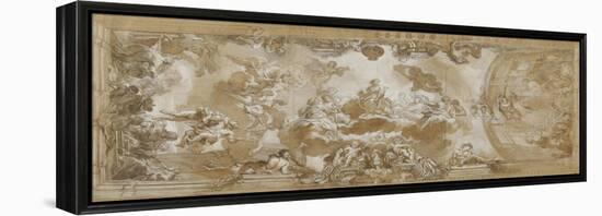 Etude pour un plafond représentant l'Olympe avec Junon, Mercure, Saturne-Charles de La Fosse-Framed Premier Image Canvas