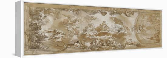 Etude pour un plafond représentant l'Olympe avec Junon, Mercure, Saturne-Charles de La Fosse-Framed Premier Image Canvas