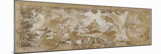 Etude pour un plafond représentant l'Olympe avec Junon, Mercure, Saturne-Charles de La Fosse-Mounted Giclee Print