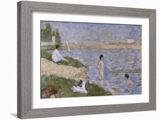 Etude pour "Une Baignade à Asnières", personnage dans l'eau-Georges Seurat-Framed Giclee Print