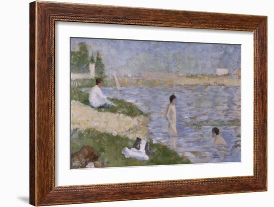 Etude pour "Une Baignade à Asnières", personnage dans l'eau-Georges Seurat-Framed Giclee Print