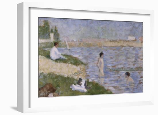 Etude pour "Une Baignade à Asnières", personnage dans l'eau-Georges Seurat-Framed Giclee Print