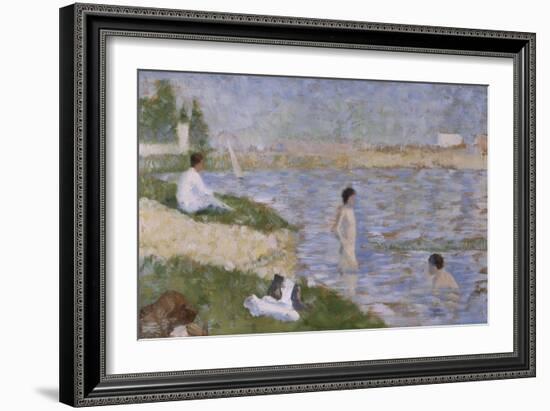 Etude pour "Une Baignade à Asnières", personnage dans l'eau-Georges Seurat-Framed Giclee Print