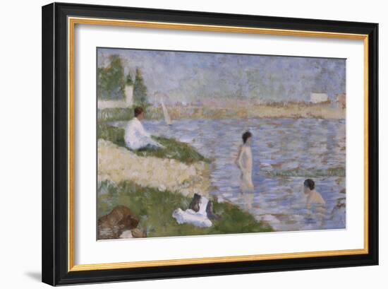 Etude pour "Une Baignade à Asnières", personnage dans l'eau-Georges Seurat-Framed Giclee Print