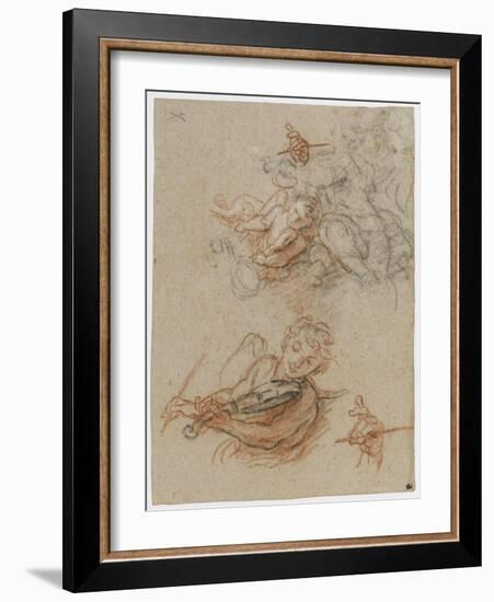 Etudes d'un ange musicien-Charles de La Fosse-Framed Giclee Print