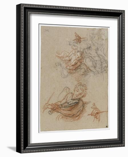 Etudes d'un ange musicien-Charles de La Fosse-Framed Giclee Print