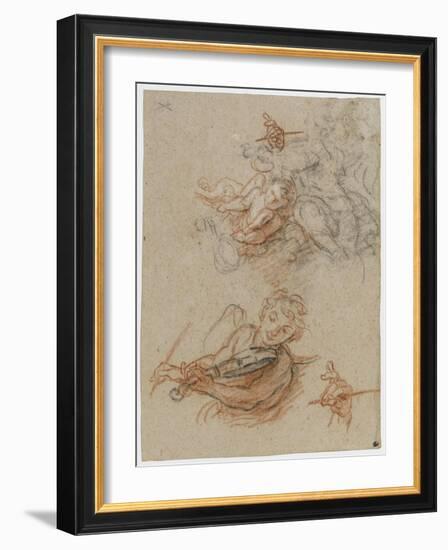 Etudes d'un ange musicien-Charles de La Fosse-Framed Giclee Print