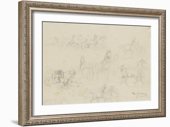 Etudes de chevaux pour 'le dépiquage des blés dans la Camargue'-Rosa Bonheur-Framed Giclee Print