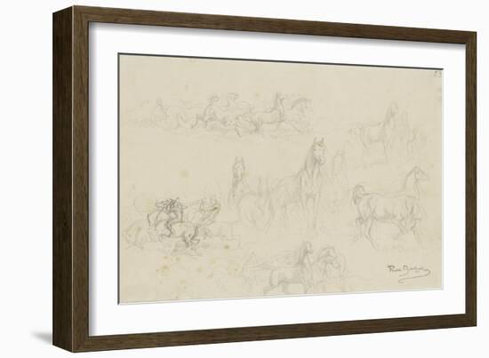 Etudes de chevaux pour 'le dépiquage des blés dans la Camargue'-Rosa Bonheur-Framed Giclee Print