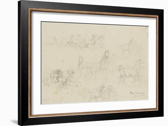 Etudes de chevaux pour 'le dépiquage des blés dans la Camargue'-Rosa Bonheur-Framed Giclee Print