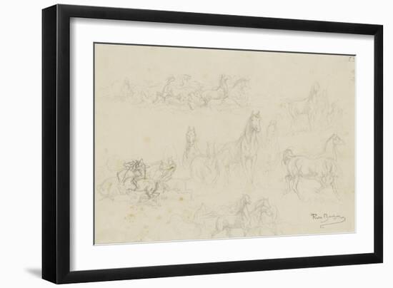 Etudes de chevaux pour 'le dépiquage des blés dans la Camargue'-Rosa Bonheur-Framed Giclee Print