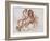 Etudes de deux chevaux mordant pour Diomède-Gustave Moreau-Framed Giclee Print